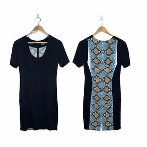 Just Cavalli Roberto Cavalli Black Scoop Snake Print Back Dress